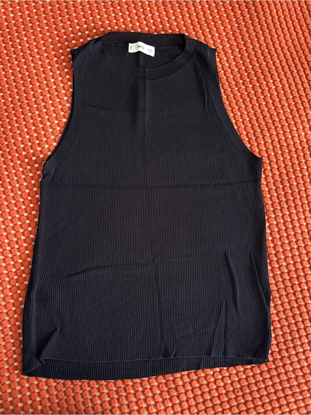 Mango Ribbed Sleeveless Tank Top - Black